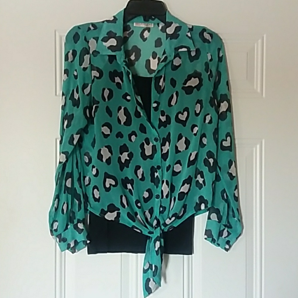 A' gaci. Made in the USA. Sheer turquoise blouse. - Picture 1 of 2